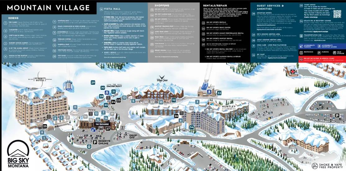Big Sky Mountain Village Map